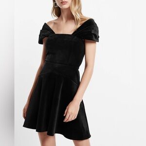 Express Velvet Off The Shoulder Mini Fit And Flare Dress